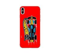 ERT GROUP Original Hot Wheels TPU Case for iPhone X, iPhone XS, Liquid Silicone Cover, Flexible and Slim, Protective for Screen, Shockproof and Anti-Scratch Phone Case Red