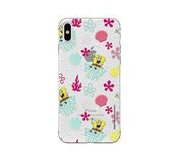 ERT GROUP Original SpongeBob TPU Case for iPhone X, iPhone XS, Liquid Silicone Cover, Flexible and Slim, Protective for Screen, Shockproof and Anti-Scratch Phone Case Transparent