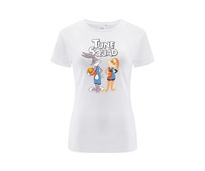 ERT GROUP Warner Bros. Space Jam 2, Space Jam 022, Women's Short-Sleeve T-Shirt, 100% Cotton, Print, Size S, White, Seamless Design, Smooth & Resilient Fabric for Everyday Ease