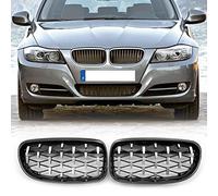 ERTGDS Car Front Kidney Grilles, Gloss Black Dual Slat Front Bumper Sport Kidney Grill Grille fit for BMW 3-Series E90 Sedan E91 Touring 2008-2012, Car Accessories Replacement Part, 2pcs