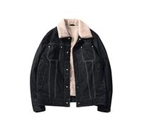 ERTGHHyrf Down Jacket Men Winter Thick Men's Cotton-Padded Jacket Tooling Down Jacket Suede Jacket Plus Velvet (Color : Black, Size : XXX-Large)