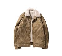 ERTGHHyrf Down Jacket Men Winter Thick Men's Cotton-Padded Jacket Tooling Down Jacket Suede Jacket Plus Velvet (Color : Khaki, Size : X-Large)