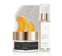 Erth Skin London 24K Gold Night Set: Moisturizer + Eye Patches & Ha Serum In White White 3pc