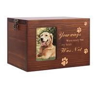 Erthree Small Urns for Ashes, Natural Wood Pet Memorial Keepsake Memorial Box Casket, Pet Urn with Photo Frame, Dog Cat Ashes Holder Remembrance(Wood Color)