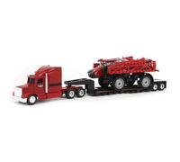 ERTL 1/64 Case IH Patriot 4350 Sprayer & Semi with Lowboy Trailer 44379 Red | GMC K-2500 Diecast Replica, Clear Cab Windows, Rotating Wheels, Folding Ladder