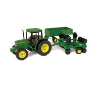 ERTL John Deere 6410 Tractor Toy Set - 1:32 Scale - Includes Wing Disk and Barge Wagon Toy - Articulated Parts and Free-Rolling Wheels, Ages 5 Years