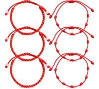 ertlutw 6PCS Red Nylon Woven Buddhist String Bracelet Set - Simple String Cord Bracelets for Women Men Red Bracelet Good Luck Bracelets