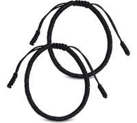 ertlutw Handmade Tibetan Adjustable Woven Rope Bracelet Men Black String Bracelet - Lucky Bracelets for Women & Men, 2 PCS Good Luck Bracelets