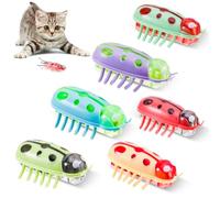 ertlutw Pack of 6 Mini Beetle, Electric Ladybird Toy, Mouse, Cat, Dog, Bug, Escape Obstacle, Automatic Inverting Pet Funny Play Toy for Cats, Kittens, Training