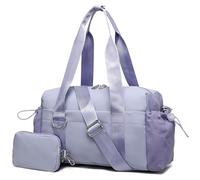 ERTUNA Everyday Mini Gym Bag for Women, Small Tote with Zipper Compartment Waterproof Travel Duffle Cute Handbag Workout Carry On with Removeable Shoulder Strap & Coin Wallet Easy to Clean, Lavender