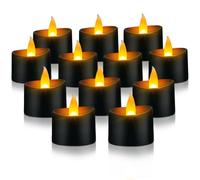 ERTYUI 12 Pack LED Tea Lights, Last 100 Hours +, for Decoration (Black Shell, Warm Yellow Light, 12 Pack)
