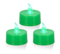 ERTYUI 12 Pack LED Tea Lights, Last 200 Hours +, for Decoration (Green Light, Green Base, 12pcs)