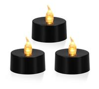 ERTYUI 24 Pack LED Tea Lights, Last 200 Hours +, for Decoration (Warm Yellow Light, Black Base, 24pcs)