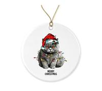 EruditeGifts Merry Christmas Cat Keepsake Ornament - British Shorthair Ceramic Ornament - Cat Lover Gift - Printed on Both Sides