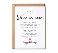 EruditeGifts Sister-In-Law Birthday Card, 5 x 7 inches, Printed on Premium Smooth Heavy Cardstock, Blank Inside for Your Personal Message, Includes Envelope