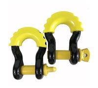 ERUEUBGRM 2pcs 5/8'' D Ring Bow Shackle 13 Tons/28400 Lbs Tow Strap Hooks Car Towing Eye Cover(2PCS Black Yellow)