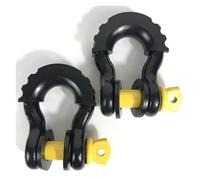 ERUEUBGRM 2pcs 5/8'' D Ring Bow Shackle 13 Tons/28400 Lbs Tow Strap Hooks Car Towing Eye Cover(2pcs black cover)