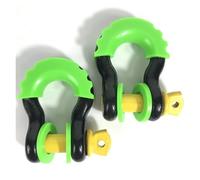 ERUEUBGRM 2pcs 5/8'' D Ring Bow Shackle 13 Tons/28400 Lbs Tow Strap Hooks Car Towing Eye Cover(2pcs black green)