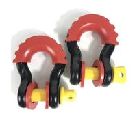 ERUEUBGRM 2pcs 5/8'' D Ring Bow Shackle 13 Tons/28400 Lbs Tow Strap Hooks Car Towing Eye Cover(2Pcs Black Red)