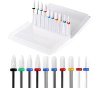 ERUIKA 10Pcs Ceramic Nail Drill Bits，3/32 Nail Drill Bits Set for Acrylic Gel Nails Professional Rotary Burrs Electric Manicure Pedicure Nail File Cuticle Remover Crystal Nail Extension