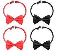 Eruinfang 4 Pieces Bow Tie Adjustable Bowtie Formal Bow Ties Pre-tied Bow Tie For Kids Bow-Tie for boys,grils and even pet cats and dogs (Black,Red)