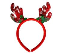 Eruinfang Christmas Headband, Reindeer Antlers Headwear with Holly Berry, Adjustable Soft Plastic & Fabric, Costume Headband for Kids Adults Party Favors