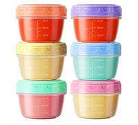 Eruinfang Small Plastic Food Containers with Lids Reusable Sauce Pots with Lids Round Snack Pots Mini Storage Boxes for Jars Dips Salads Chutney Restaurants Takeaway Catering 2oz 6Pcs
