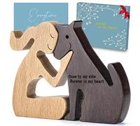 ERUIOLA THYGIFTREE Dog Memorial Gifts for Women - Wooden Carving Dog, Gifts for Loss of Dog - Once by My Side Forever in My Heart