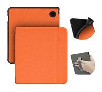 ERUNTO Case for 7-Inch Kobo Libra color(2024 Release)/Libra 2/Tolino vision 6, TPU Cover with Cloth Texture and Hand Belt on The Back, Magnetic Shell Cover with Smart Wake-up/Sleep Function(Orange)