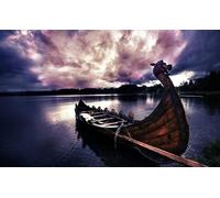 ERUZO 5D Children's Diamond Painting Set Viking War Plunder Ship Moored Can Be Given As Gift Home Wall Decoration30x40cm