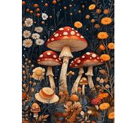 ERUZO Mushroom Diamond Art Flower Diamond Painting Kits for Adults,Full Drill Crystal Rhinestone Embroidery Kit,DIY Paint by Numbers Cross Stitch Gem Art30x40cm