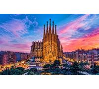 ERUZO Sagrada Familia Barcelona Catalonia Evening Sunset City View DIY 5D Diamond Painting by Number Unique Kits Home Wall Decor Crystal Rhinestone Wall Decor 50x60CM