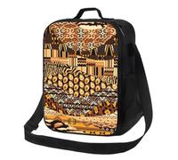 ervcnhu African Style Patchwork Print Insulated Lunch Bag Thermal Bag Portable Cooler Bag for Outdoor Picnic Food Drinks Fruits