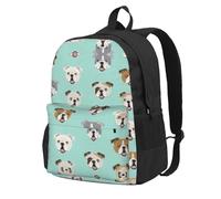 ervcnhu Funny English Bulldog Print Large-Capacity Travel Backpack Laptop Bag Work Bag Hiking Bag For Men And Women Use