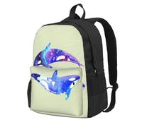 ervcnhu Orca Killer Whale Print Large-Capacity Travel Backpack Laptop Bag Work Bag Hiking Bag For Men And Women Use