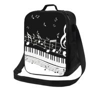 ervcnhu Piano Keys with Musical Notes Print Insulated Lunch Bag Thermal Bag Portable Cooler Bag for Outdoor Picnic Food Drinks Fruits