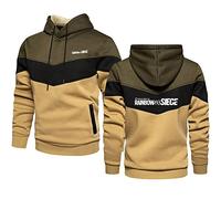 ERWAAD Mens Hoodie for Rainbow Six Siege Print Comfortable Color Block Hooded Tops Tracksuit Patchowork Hooded Sweatshirts Sports Long Sleeve Sweatshirts -Red||5XL