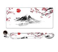 Erweitertes Gaming-Mauspad, Memory-Schaum Ergonomische Tastatur Maus Handgelenkauflage Unterstützung Set, rutschfeste Unterseite Mousepad für Home Office Spiel und Studium, Kirschblüte Sakura