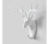ERWERK Vintage Animal Head Hooks for Wall, Resin Decorative Hooks, Single Animal Coat Hooks for Coat Hat Bags Towels, Wall Mounted Home Decorative,White,Deer