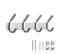 ERWEY Hook Rack Stainless Steel Coat Rack with 4 Hooks Wall Hooks Rustproof Multi-Purpose Hooks 28 cm (4 Hooks, Type B Brushed)