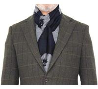 Erwin & Morris Black Blue With Grey Large Flower Scarf Supplied In A Gift Box