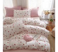 Erwinmu Girls Comforter Set Queen Size - 3 Pieces Red Pink Heart Comforter Bedding Sets for Kids,Queen Bed in a Bag with Heart Comforter and 2 Pillowcases