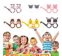Erwoullt 6 Pcs Birthday Party Eyeglasses, Farm Animal Chick Paper Glasses for Boys & Girls, Party Bag Fillers Fancy Dress Photo Booth Props Supplies for Birthday Masquerade Party Favors Decors
