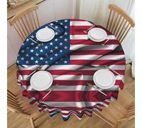 Erwqavc American Flag Print Round Tablecloth 60 In - Soft Washable Table Cloth/Table Cover, for Wedding, Kitchen Decor