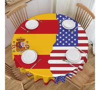 Erwqavc American Spain Flag Print Round Tablecloth 60 In - Soft Washable Table Cloth/Table Cover, for Wedding, Kitchen Decor