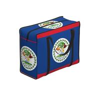Erwqavc Belize Flag Print Clothes Storage Bags, Foldable Moving Bags with Zipper, Organizer Handles for Shopping Picnics