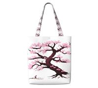 Erwqavc Canvas Tote Bag for Women, Reusable Shoulder Bag/Cherry Blossoms Tree Print Shopping Grocery Handbags, for Beach Gift Gym