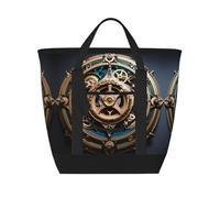 Erwqavc Cool Steampunk Gears Print Insulated Cooler Bag, Reusable Grocery Tote Bag, Large Lunch Box with Zippered Top,for Outdoor