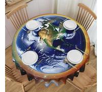 Erwqavc Cosmic Earth Print Round Tablecloth 60 In - Soft Washable Table Cloth/Table Cover, for Wedding, Kitchen Decor