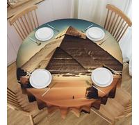 Erwqavc Dreaming of the Pyramids of Khufu Print Round Tablecloth 60 In - Soft Washable Table Cloth/Table Cover, for Wedding, Kitchen Decor